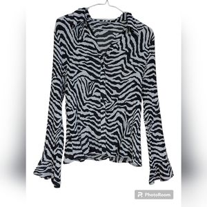 Marks and Spencer Pleated Zebra Long Sleeve Blouse M&S